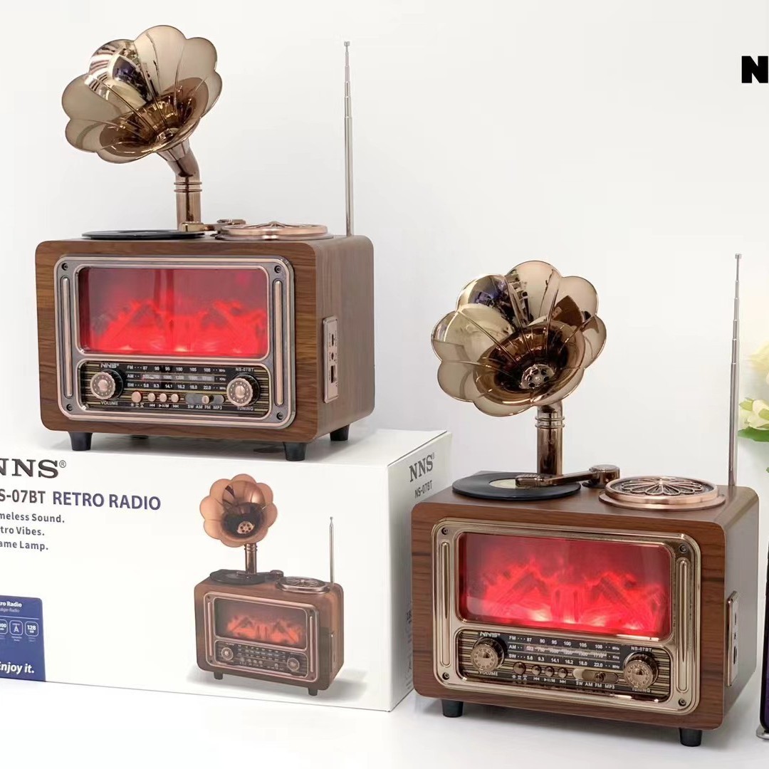 NS-07BT Retro Alev Lambası Ev Dekorasyonu 5.3 Hoparlör 15W Taşınabilir FM AM SW3-Bant Radyo Lityum Pil 1000-2000mAh Ses Sistemi radyo