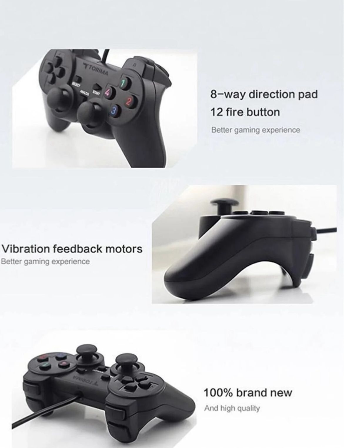 P2 Siyah Analog Usb Joystick Pc Oyun Kolu Gamepad Konsol